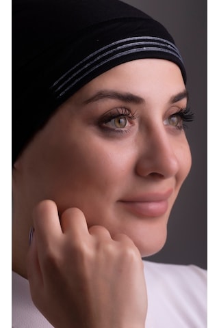 Siyah Arkadan Bağlamalı Iç Bone Viskon Kumaş Kaymaz Silikonlu 300 Siyah