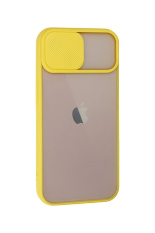 Apple İphone 13 Kılıf Palm Buzlu Kamera Sürgülü Silikon - Sarı
