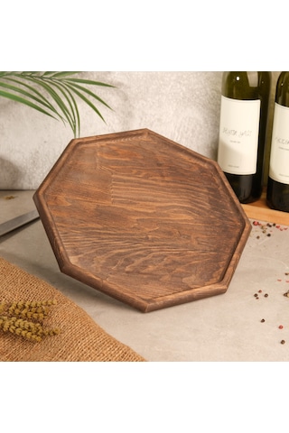Fam Wood Art Büyük Boy Sekizgen Supla Ve Sunumluk Kahverengi