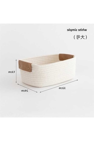 Besthome1 Organik Pamuk İpi Sepeti - 100l, Ev Dekoru, Kitap-elbise Saklama, Evcil Kullanım, Beyaz Örgü