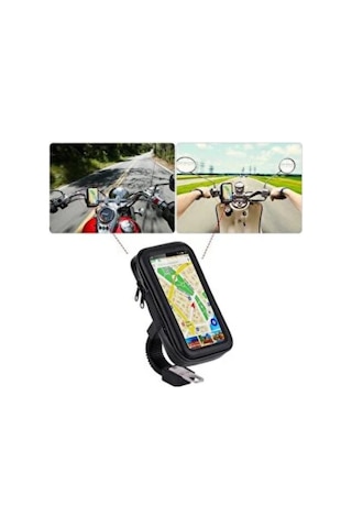 Su Geçirmez Motosiklet Scooter Telefon Standı Dokunmatik Ekranlı Bisiklet Tutucu Siyah