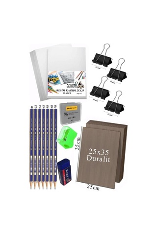 Karakalem Eskiz Çizim Seti Duralit Seti 25x35 Cm 1 Paket Resim Kağıdı Faber Dereceli Kalem Seti Hamur Silgi Sınav Silgisi
