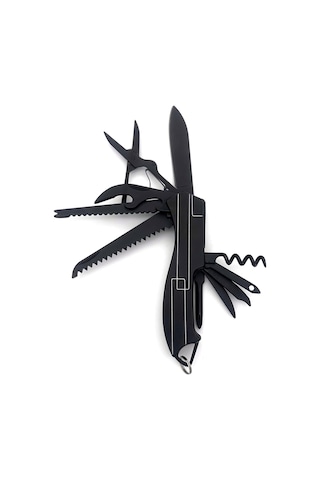 Valkyrie 11 Fonksiyonlu Kamp Cep Çakısı Multitool Siyah