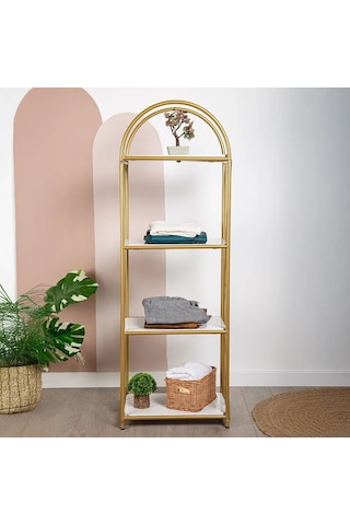 Demeter Gold Metal 4 Katlı Dekoratif Raf Gold