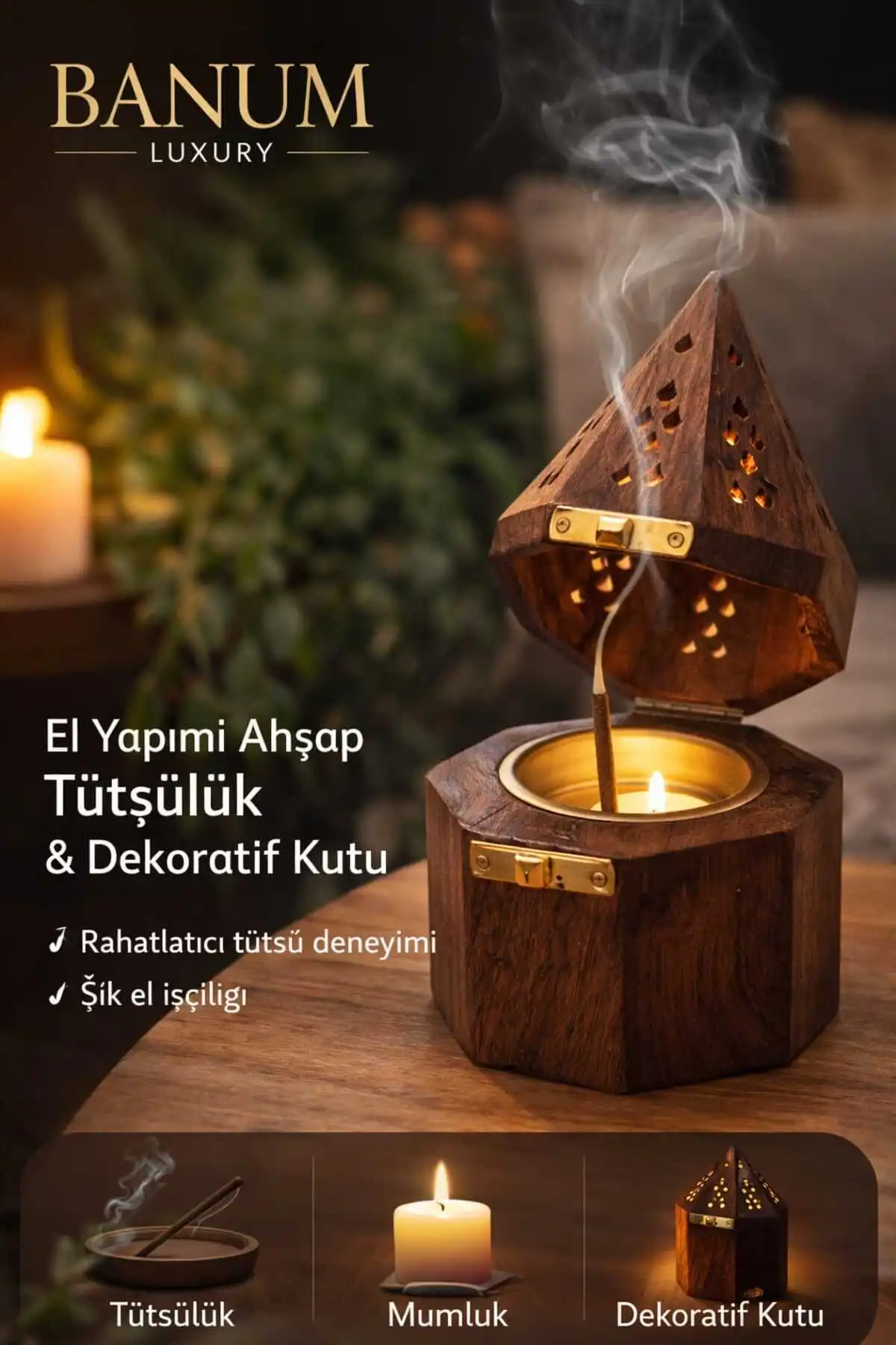 Ahşap Kullanışlı Tasarım El Eşi Tütsülük