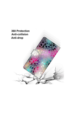 Oppo A5 2020 Boyalı Kapaklı Manyetik Kapatma Vitray Kılıf Çok Renkli