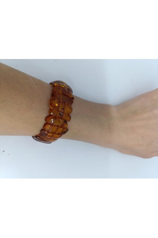 Kehribar Organik Şifa Taşı Taşı Bileklik-1027 Açık Kahverengi