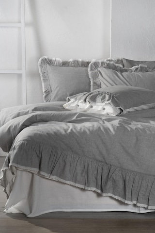 Ecocotton Lisa Pamuk Keten Fırfırlı Ecolarge Nevresim Seti