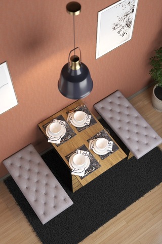 Açelya Döşemeli 2tabureli Duvara Monte Mutfak Masası