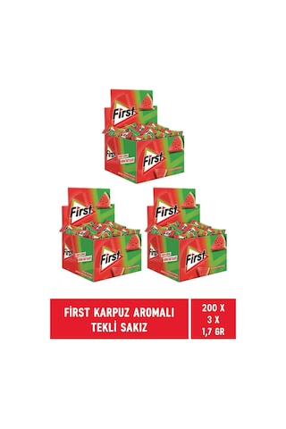 First Karpuz Aromalı Tekli Sakız 3 x 200'lü