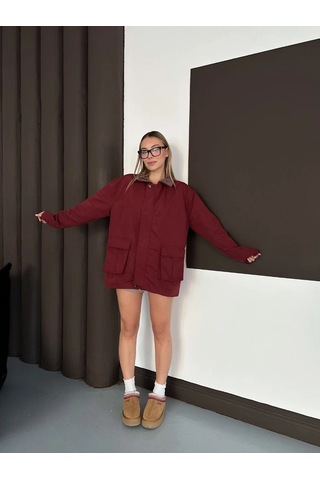 Astarlı Yaka Detaylı Artos Ceket Bordo St2651019 Bordo