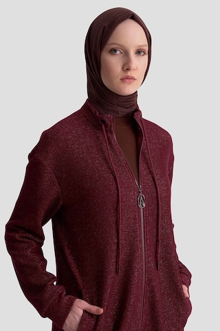Armine Trend Kuşgözü Detaylı Fitilli Simli Cepli Kadın Ceket 25kt555 Vişne
