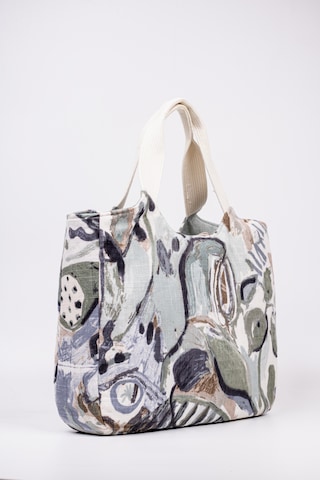 Fabric Craft Bag El Çanta Keten Desenli Yeşil Yeşil - Beyaz