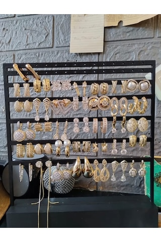 3d Baskı Küpe Standı - Küpe Organizeri, Çok Katlı Takı Standı Ve Aksesuar Düzenleyici Siyah