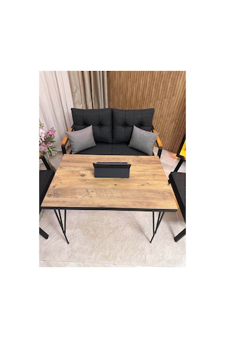 Houseart Balkon ,bahçe , Teras , Cafe ,salon , Metal Kanepe , Metal Kanepe Koltuk ,oturma Takımı 2-1-1 Masalı Takım Antrasit