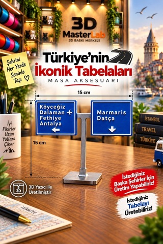 Türkiye Nin En Güzel Yol Ayrımı Tabelası 3d Baskı Dekoratif Masa Aksesuarı Minyatür Yol Tabelası