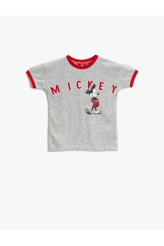 Koton Mickey Mouse Lisanslı Tişört Pamuklu Gri 1ymb18901tk