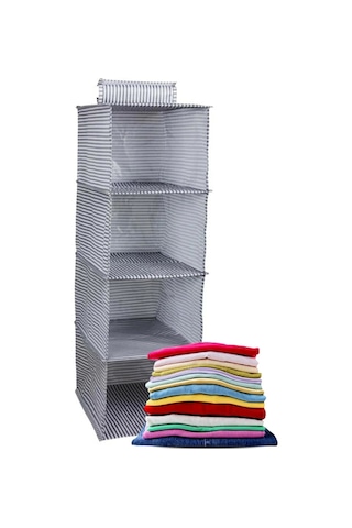 4 Gözlü Dolap Organizer Zebra Model Beyaz