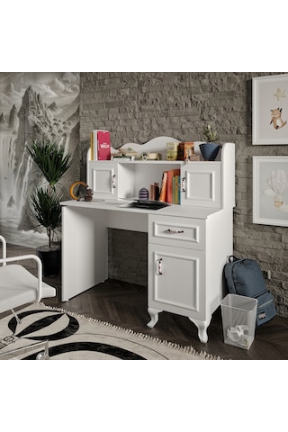 Kznhome Kartopu Çalışma Masası, Bilgisayar Masası - Tamamı 1. Kalite Mdf Beyaz