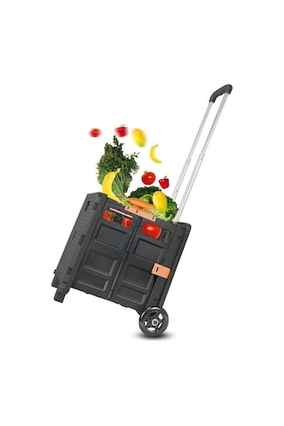 Balatlı Çok Fonksiyonlu Portatif Taşıma Arabası Siyah By06