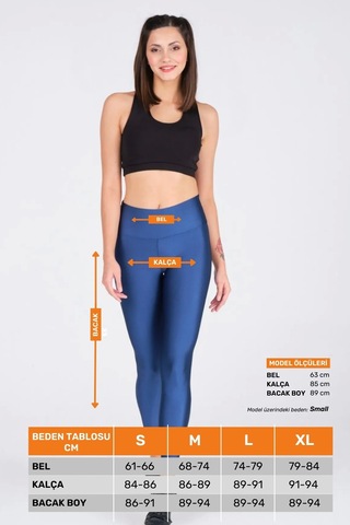 Enenstyle Fashıon Boutıque Kadın Konforlu Yeni Sezon Sporcu Modeli Yazlık Spor Taytı Fitness Gym Training Parlak Spor Tayt Mavi