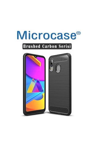 Microcase Samsung Uyumlu Galaxy M10S Brushed Carbon Kilif - Siyah 387489089