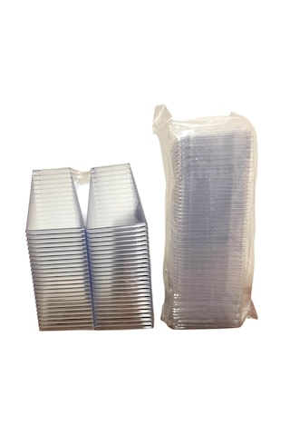 Plastik Prizma Kübik Kase Kapaklı Şeffaf 50 x 200 G