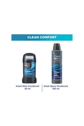 Dove Men +care Advanced Erkek Deodorant Clean Comfort 150 Ml + Clean Comfort Stick 50 Ml