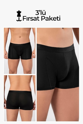 Weweus Siyah 3'lü Micro Modal Premium Erkek Boxer 14183 Siyah
