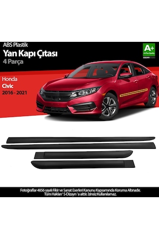S-dizayn Honda Civic Abs Plastik Yan Kapı Koruma Çıtası 2016-2021 A+ Kalite