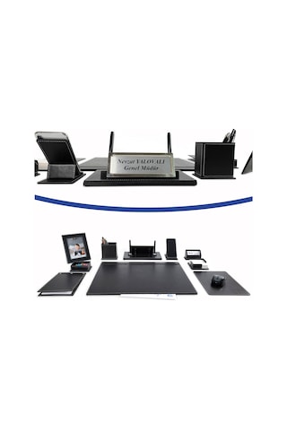 Prozenis Beylerbeyi İsimlikli Siyah Deri Sümen Takımı 10 Parça