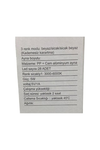 17cm Şarjlı Işıklı Makyaj Aynası 6747 Pembe