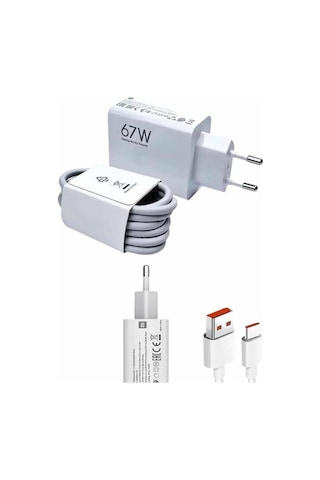 Beyaz Ultra Plus Hızlı Şarj Seti Şarj Adaptörü Ve Kablosu 67w 17197471