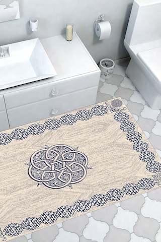 Dekoreko Kaymaz Taban Djt Banyo Halısı Yıldız Deri Modern 1319 Mavi