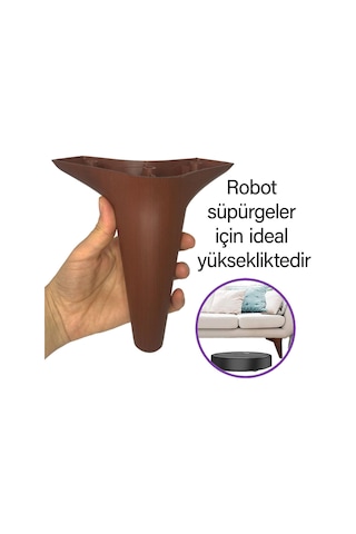 Zelve 15 Cm Ceviz Ahşap Desenli Lüx Mobilya Kanepe Sehpa Ünite Koltuk Ayağı Baza Ayak