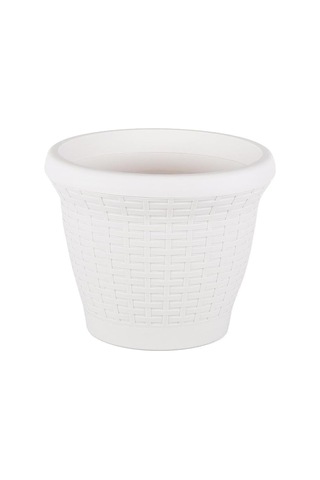 Hs03 Hasır Saksı Tabaklı 30,5cm, 10 Litre Beyaz