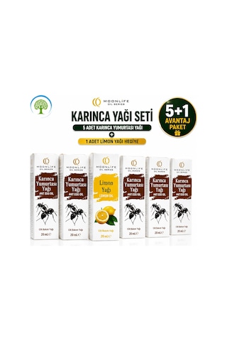 Moonlife Karınca Yumurtası Yağı 5 Adet 20 Ml + Moonlife 20 Ml Limon Yağı Hediye Diğer