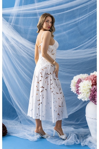 Gallipoli Balenli Gecelik Elbise Slip Külot Takım Ekru Mgp32291