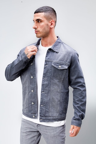 HLT Jeans Erkek Gri Jean Denim Standart Kalıp %100 Pamuk Cepli Düğmeli Kot Ceket Hlthe042153 Gri