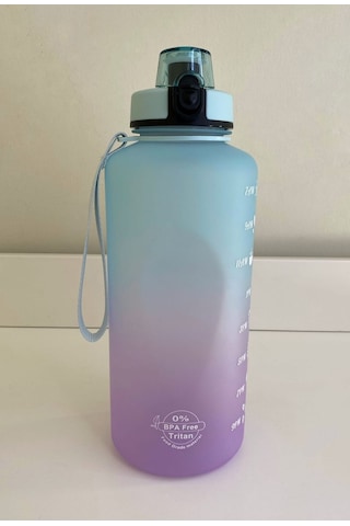 Shop-Set 2000 Ml Tritan Motivasyonlu Su Matarası Süzgeçli Lila - Açık Mavi