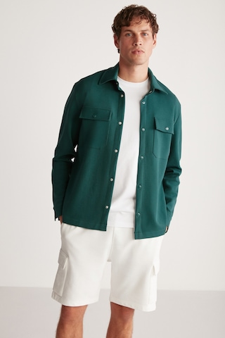 Grımelange Maze Erkek Özel Dokulu Kalın Kumaşlı Cepli Çıtçıtlı Yeşil Ceket Yeşil