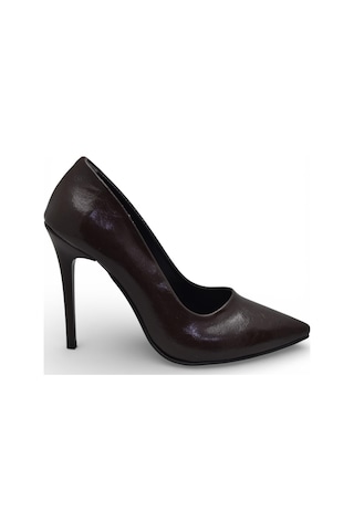 Ispartalılar 803 Stiletto Kadın Topuklu Ayakkabı 10,5 Cm İnce Topuk Abiye Düğün Nişan Ayakkabısı Kahverengi