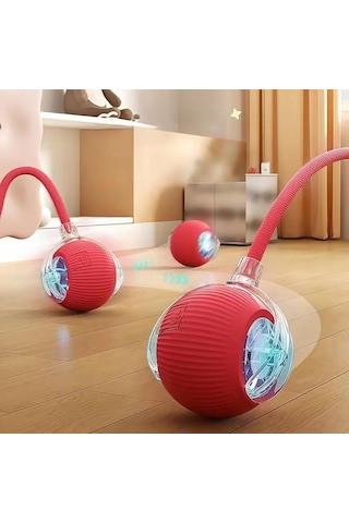 Busstier Akıllı Kedi Oyuncağı, Otomatik Yuvarlanan İnteraktif Top, Hareketli Kuyruk, Usb Şarjlı, Led Işıklı, 3