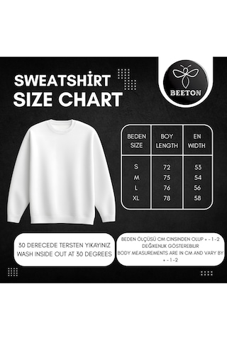 Halloween Tema Kalın Kışlık Sweatshirt - Siyah Bisiklet Yaka Oversize Sweatshirt Siyah