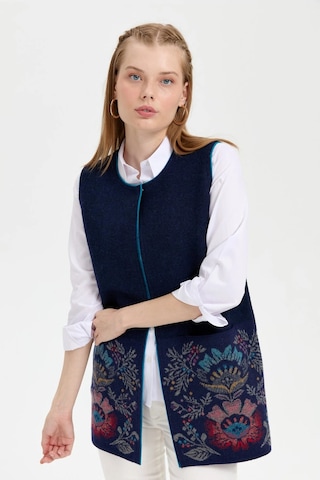 Desen Triko Kadın Triko Önü Açık Araboy Yün Yelek 24076 Y.a. Lacivert Y.a. Lacivert