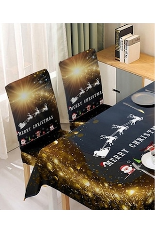 Flybuy Xıxun Tek Siyah Seti Sandalye Sandalye Parça Örtüsü Örtüsü Noel Masa Masa Kılıfı Kapak Emici Elastik Dekorasyon 180cm 140 Kh Siyah