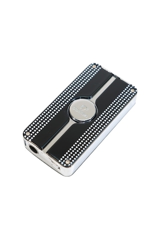 Cohiba 3 Torch Pürmüz Delicili Siyah Beyaz Nokta Desenli Metal Puro Çakmağı - Tr9487