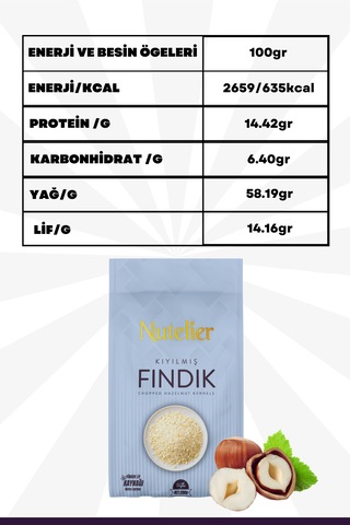 Nutelier Kavrulmuş Kıyılmış Pirinç Fındık 250 G
