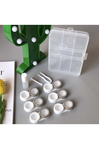 Geeksen 6'li Kontakt Lens Kutusu - Çözüm Şişesi, Pens Ve Emme Çubuğu İle Seyahat Dostu Set