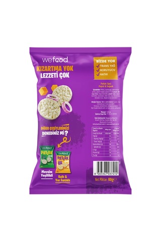 Wefood Peynir & Soğanlı Patlak Cipsi 60 G 8'li 8683347037681